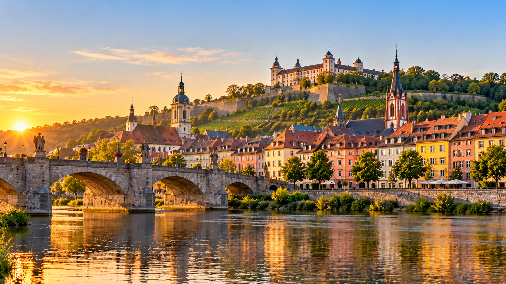 Würzburg mit Alter Mainbrücke und Festung Marienberg&nbsp;– Malerbetrieb Oskar Seus in Würzburg